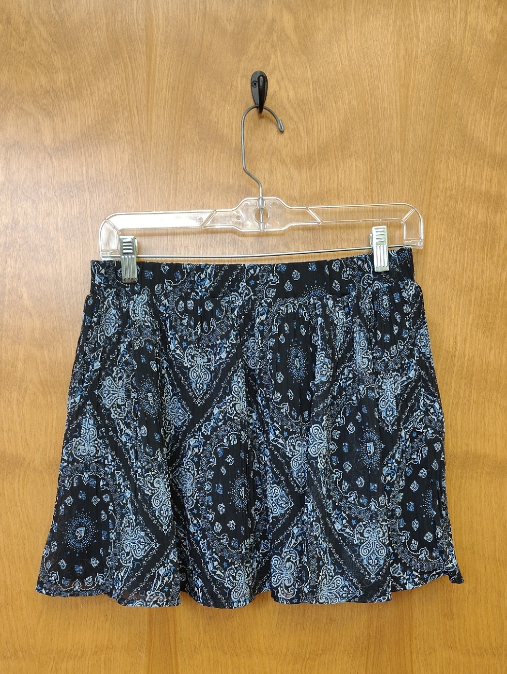 American Rag Black Mini Skirt with Light Blue Print